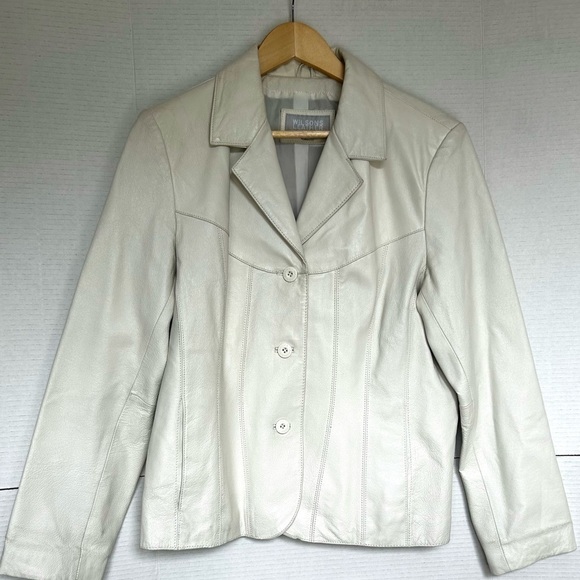 Vintage Wilsons Leather Maxima classic Jacket off white size M - Picture 1 of 10